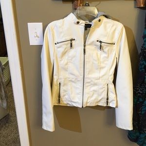 NWOT White leather jacket